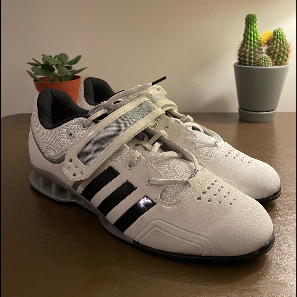 RARE Adidas AdiPower Weightlifting Shoes White Black  M25733 Mens Size 10.5